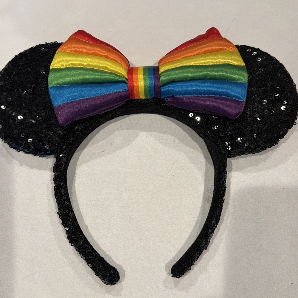 Disney Parks Mickey Mouse Rainbow Sequins Rainbow Pride Ears Headband LGBTQ 2019